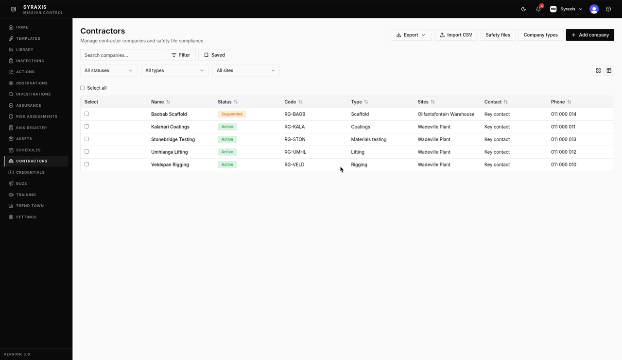 Contractors — Add company highlighted