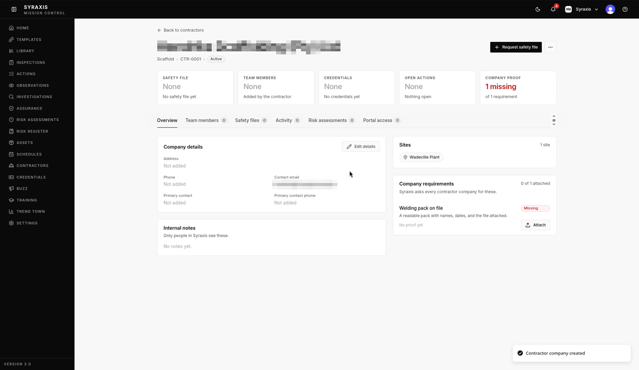 Company overview — Status highlighted