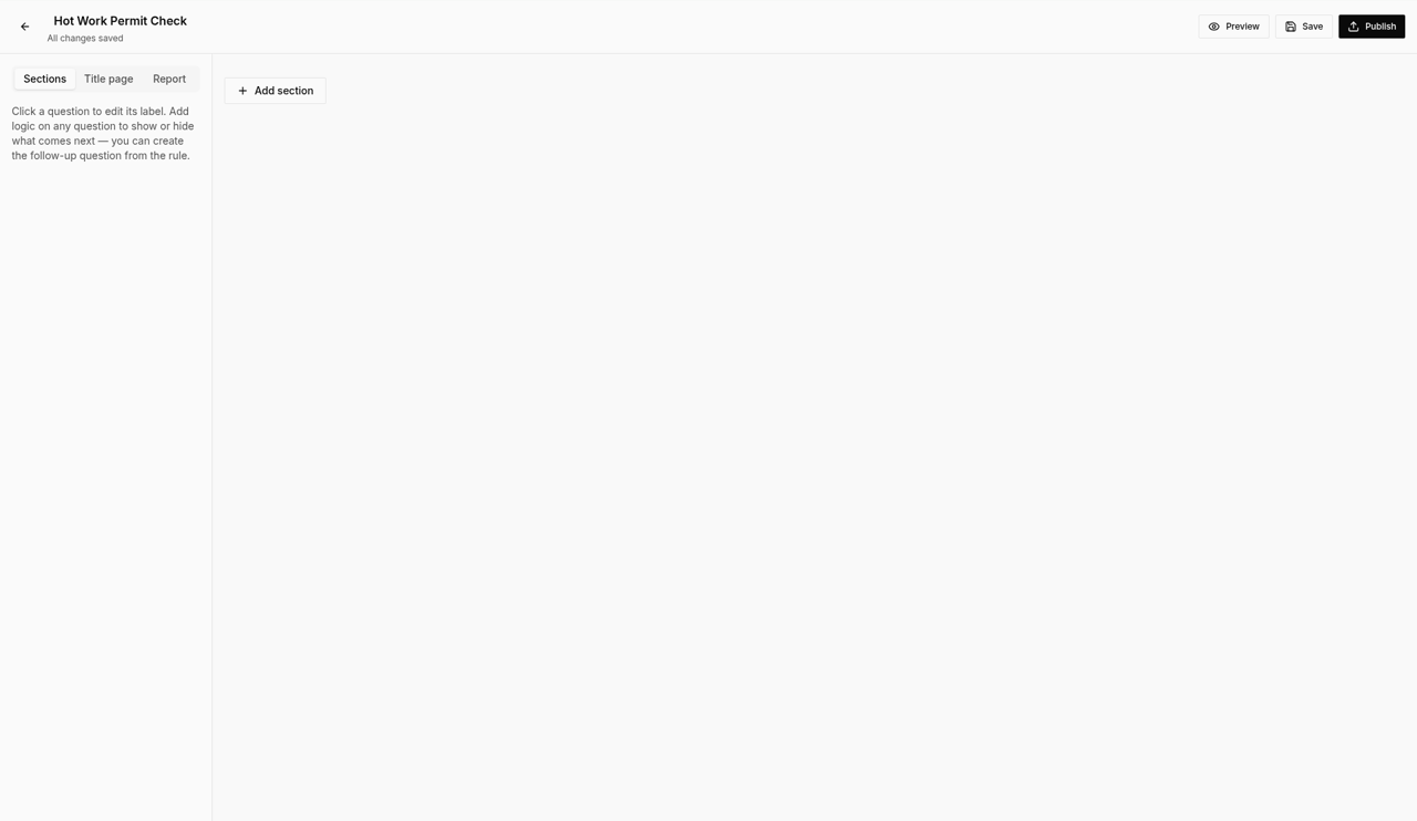 Template builder — Add section button highlighted